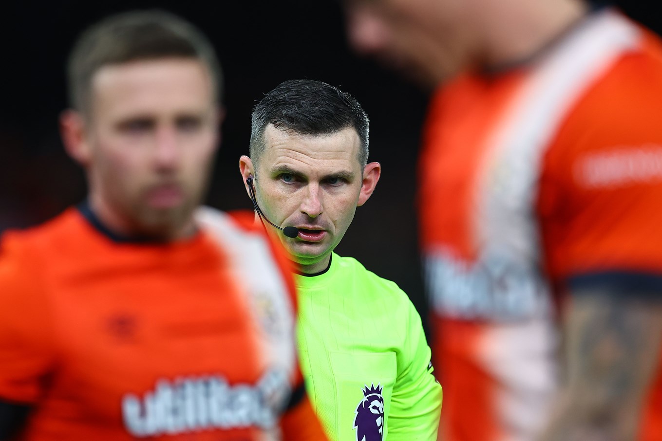 Michael Oliver refereeing our game against Aston Villa in March.